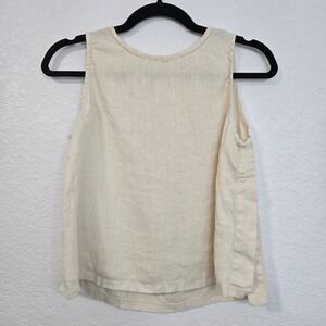 Skandal M Linen Ivory Boxy Tank Top Sleeveless Summer Casual Layering Minimalist